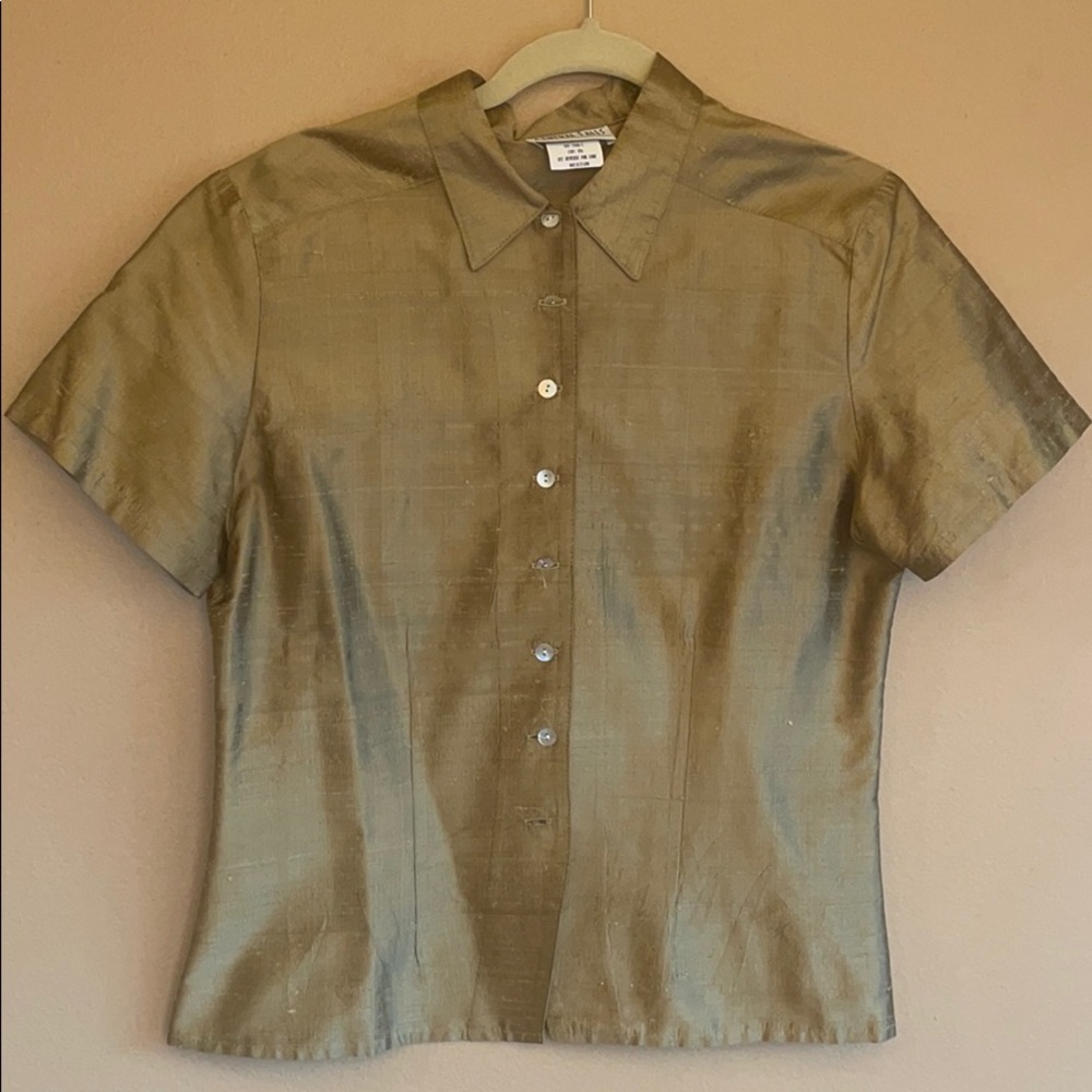 Dark gold raw silk shirt